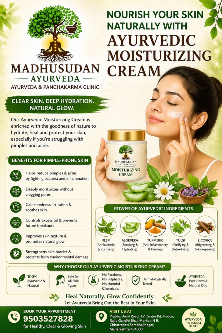 🌿 Ayurvedic Moisturizing Cream – Natural Care for Pimples & Healthy Skin